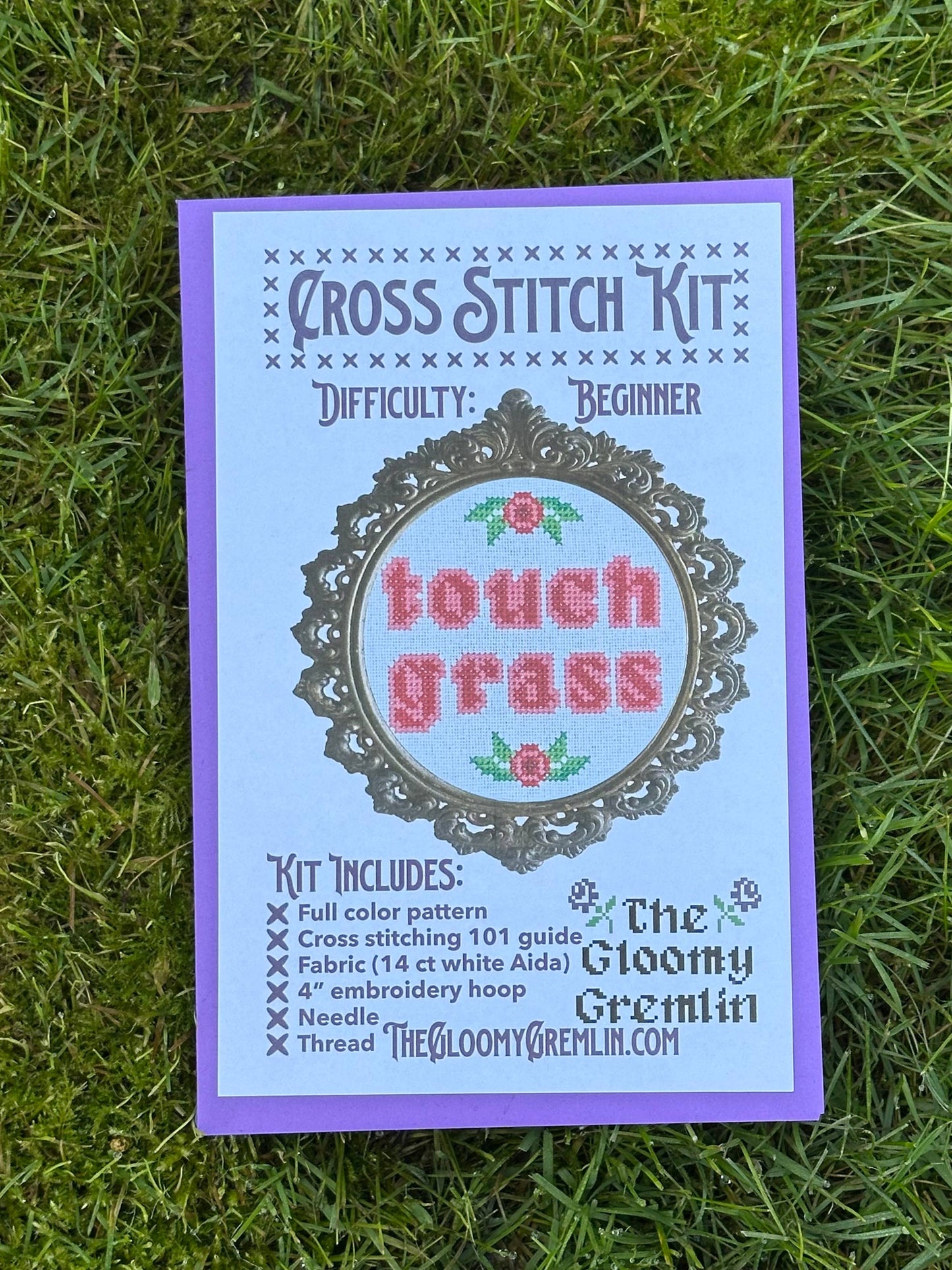 Touch Grass - Cross Stitch Kit - Gloomy Gremlin