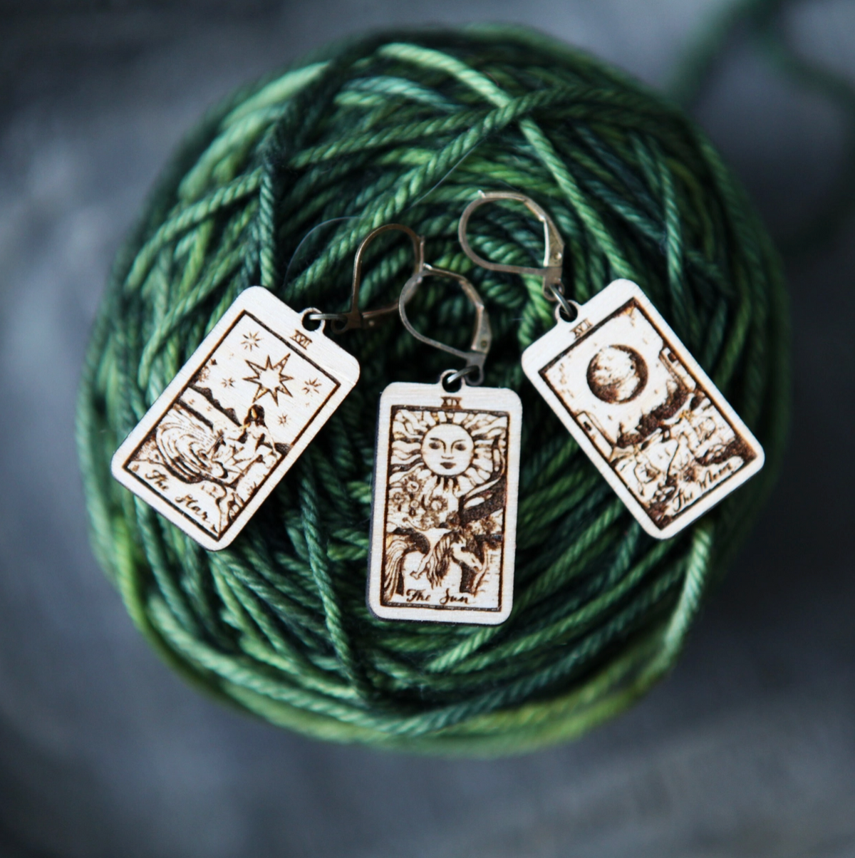Sunrise Grove - Tarot Knitting & Crochet Markers - Moon, Star, Sun Set of 3