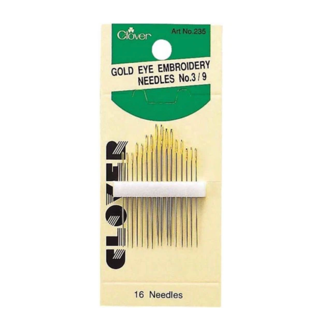 Clover - Gold Eye Embroidery Needle #3-9 - 16 Pack
