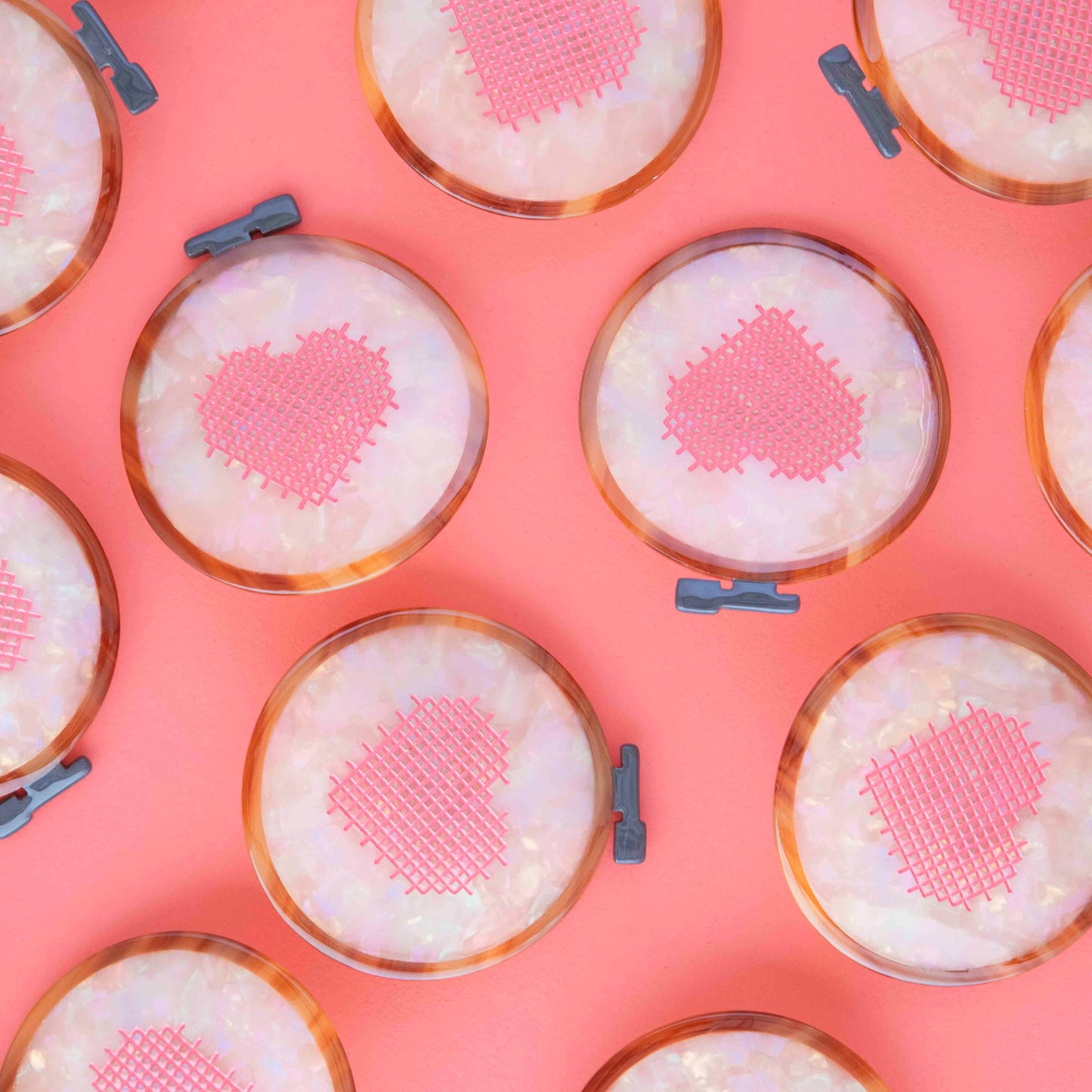 Sarah Hearts Cross Stitch Embroidery Hoop French Barrette Hair Clip