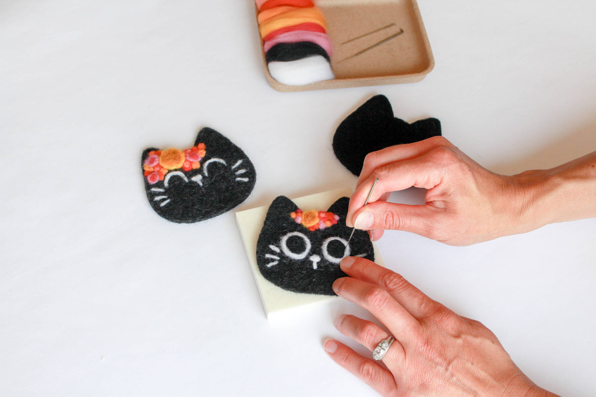 Sheep Creep Mini Black Cats Felting Craft Kit