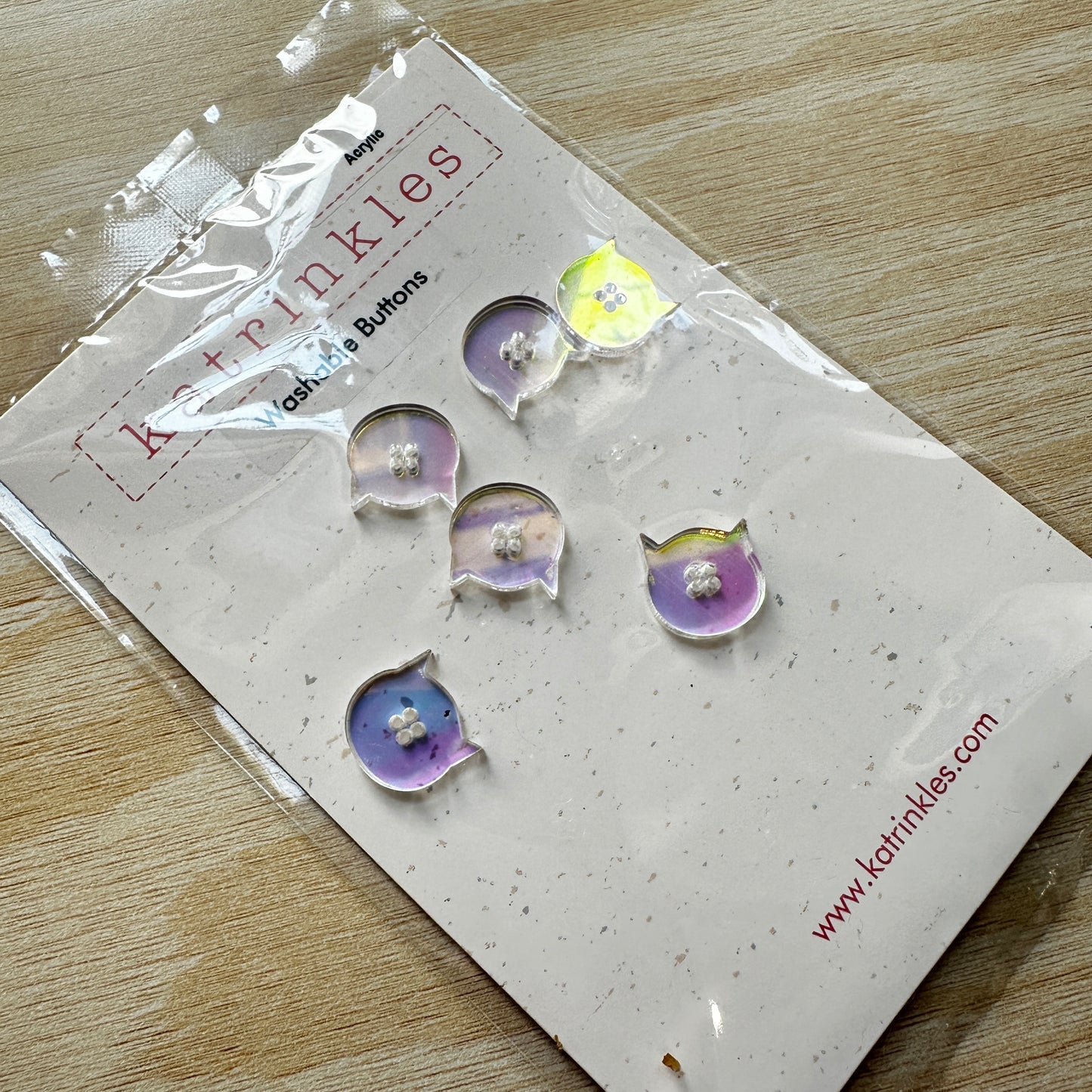 Katrinkles Cat Buttons - Acrylic - 5/8"