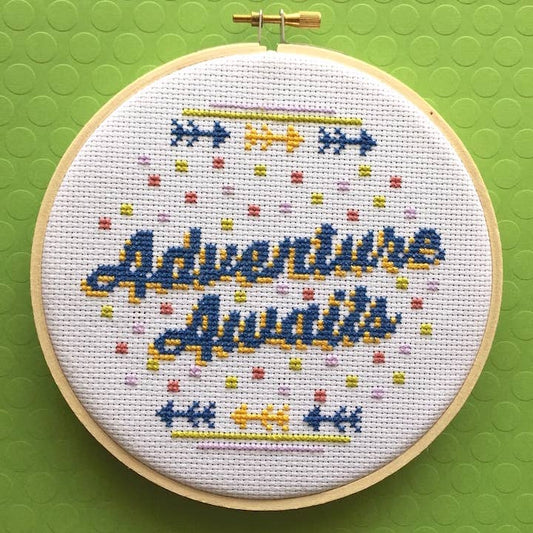 Spot Colors - Adventure Awaits Cross Stitch Kit: Adventure DIY Counted Cross Stitch Kit