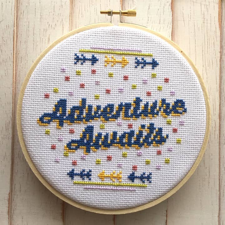Spot Colors - Adventure Awaits Cross Stitch Kit: Adventure DIY Counted Cross Stitch Kit