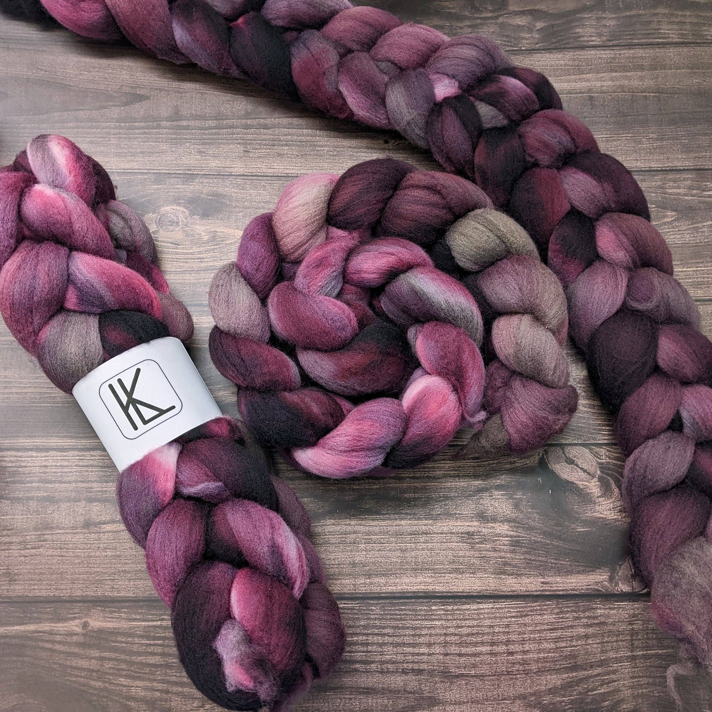 Lauritzen Hand Dyed Fiber in Colorway: Mulberry: Combed Top - Falkland/Corriedale - 27 micron