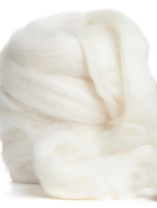 Corriedale Wool Roving Top, Natural Ecru White, 8 ounces