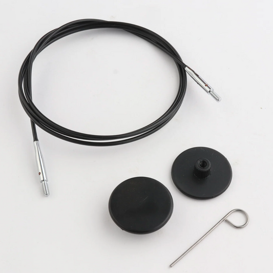 KnitPro - Swivel Cables - Black Nylon-Coated Stainless Steel Silver Connectors