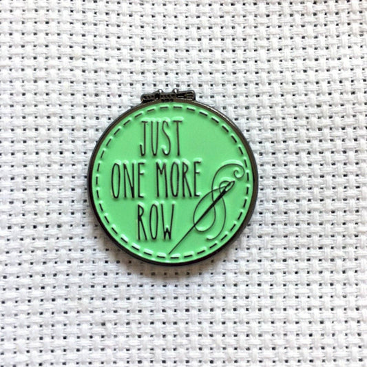 Snarky Crafter Just One More Row Cross Stitching Enamel Needle Minder: Green Needle Minder