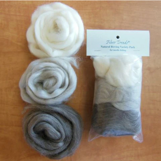Fiber Trends - Packaged Wool Roving - Natural Variety Pack