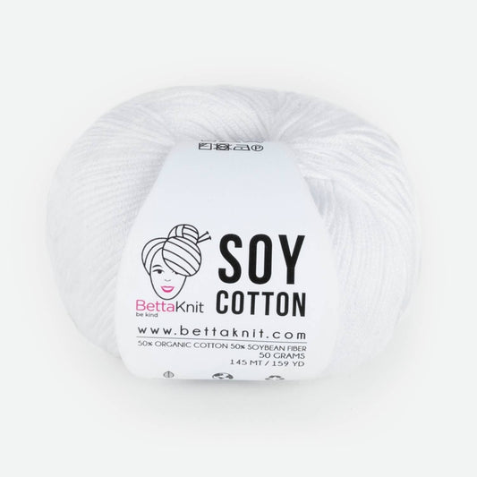 Soy Cotton, cotton and soy yarn: White