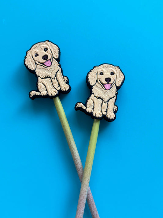 Comma Craft Knitting Needle Point Protectors  Golden Retriever Dogs