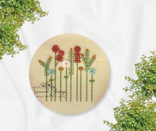 Wood Embroidery Kit - Springtime Flowers
