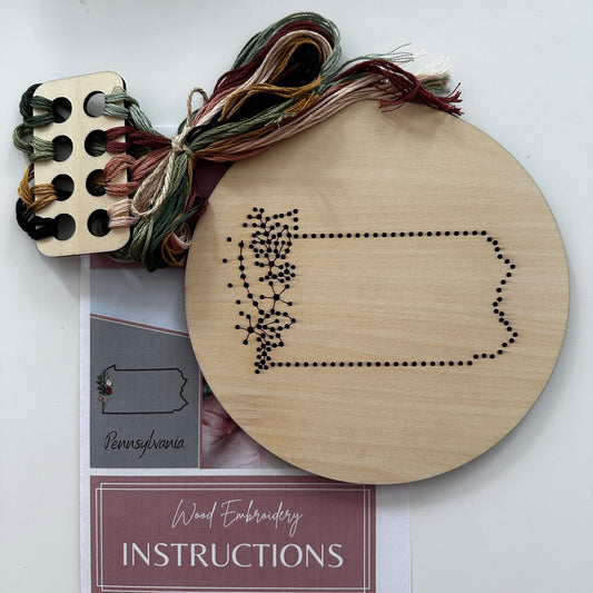 Wood Embroidery Kit - States Floral: Pennsylvania