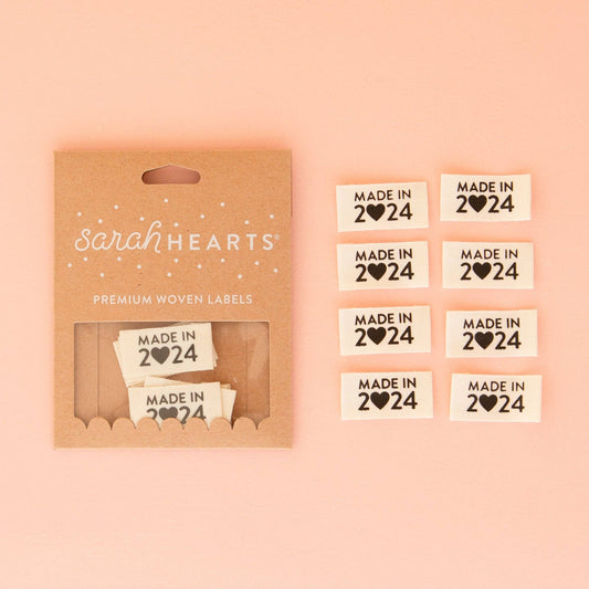 Sarah Hearts - Made in 2024 Organic Cotton - Sewing Quilt and Garment Labels