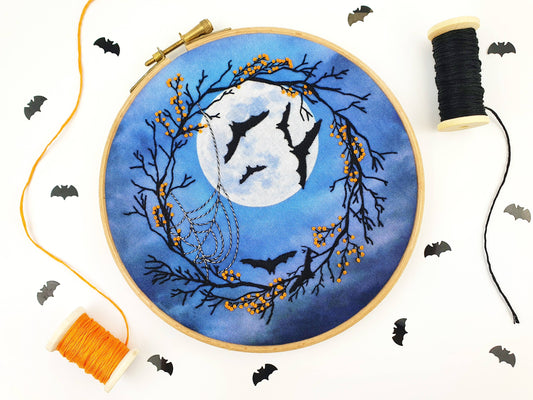 Spooky Night Halloween Handmade Embroidery Kit Hoop Art