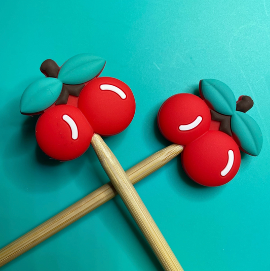 Comma Craft Cute Fruit Cherries - Knitting Needle Point Protectors