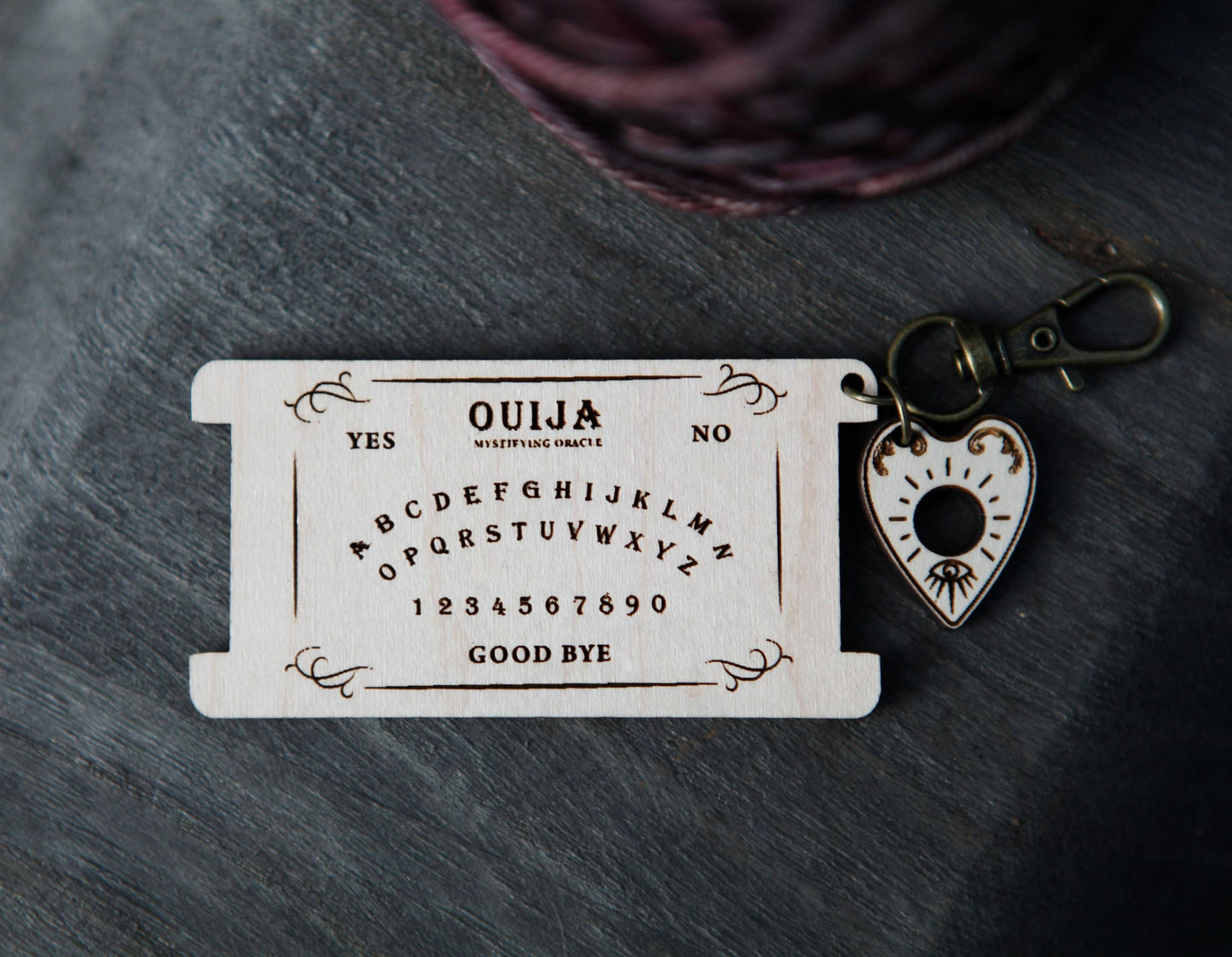 Walnut Wood Ouija Board with Planchette & WPI Ruler: Walnut