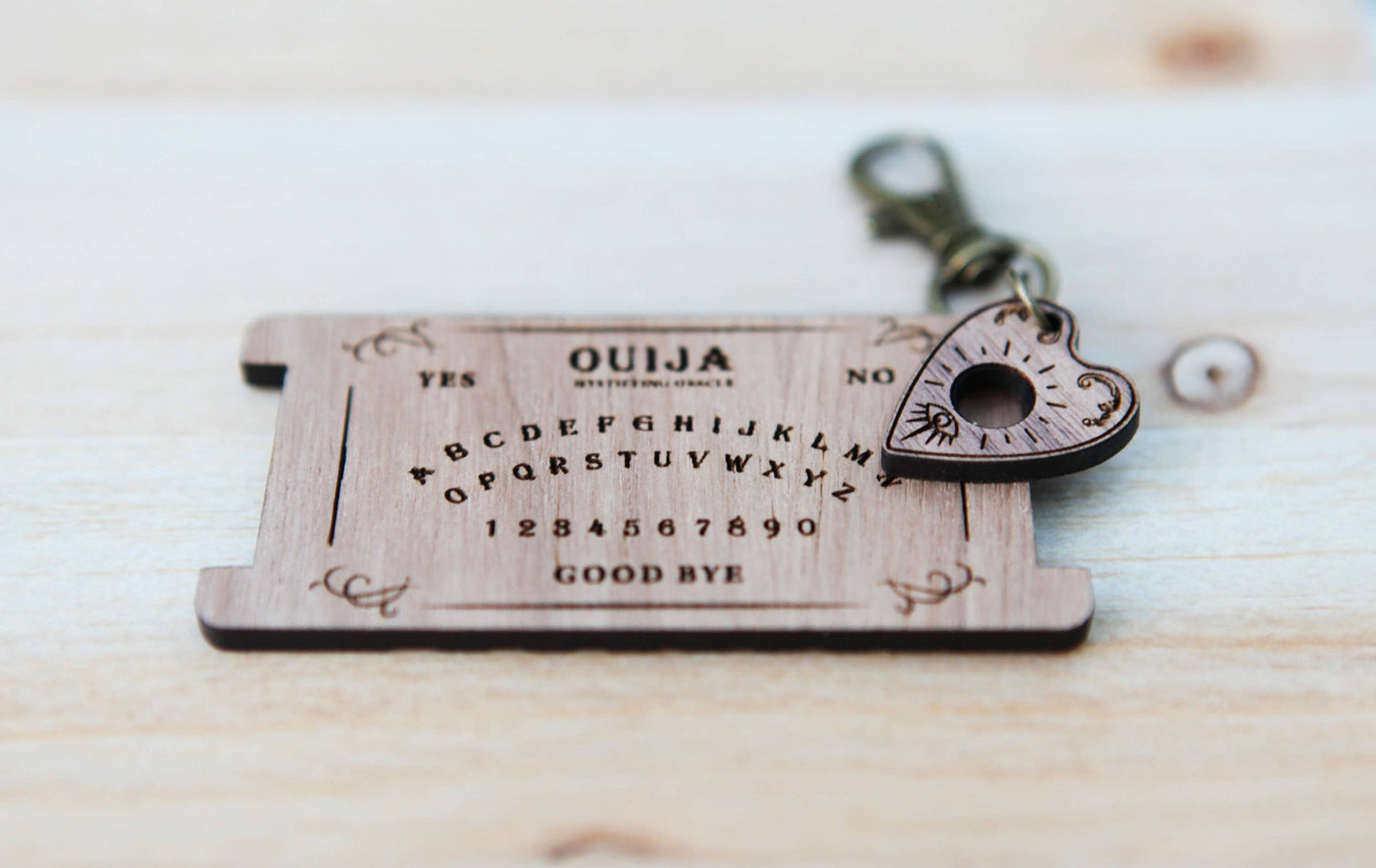 Walnut Wood Ouija Board with Planchette & WPI Ruler: Walnut