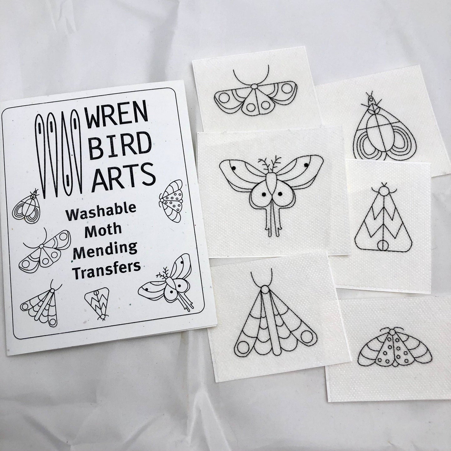 Wren Bird Arts - Moth Mending Embroidery Pattern Transfers