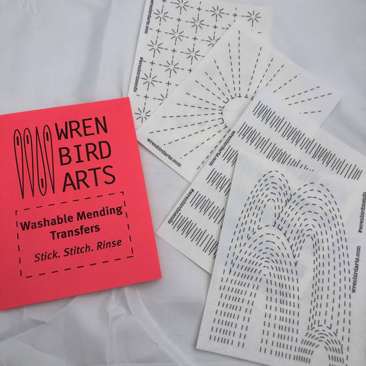 Wren Bird Arts - Washable Mending Transfers Set #2 Red Patterns