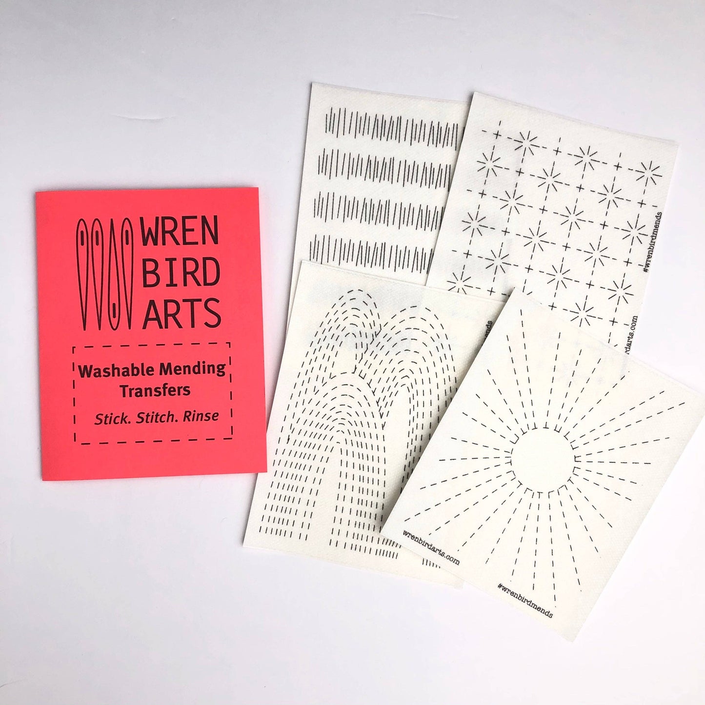 Wren Bird Arts - Washable Mending Transfers Set #2 Red Patterns