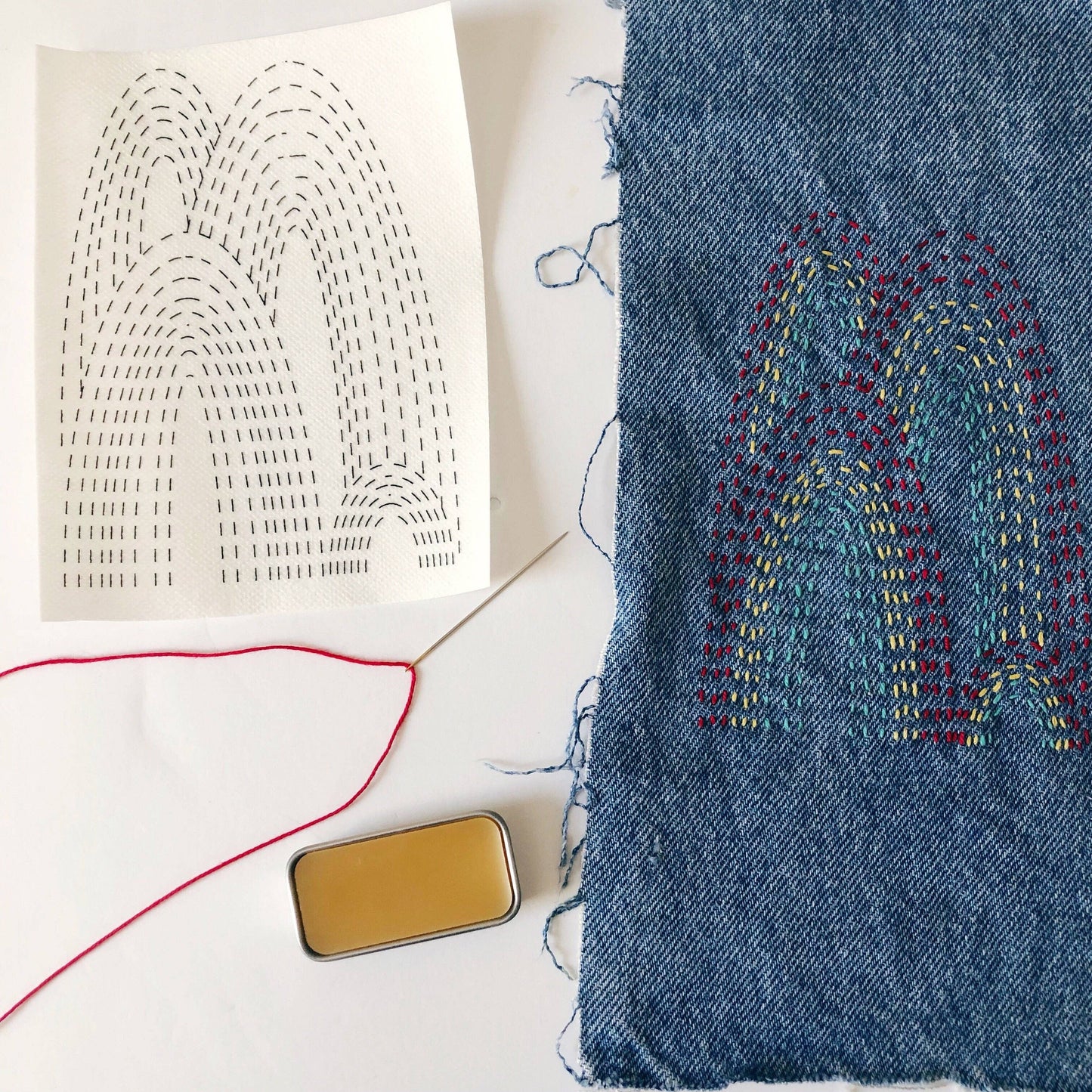 Wren Bird Arts - Washable Mending Transfers Set #2 Red Patterns