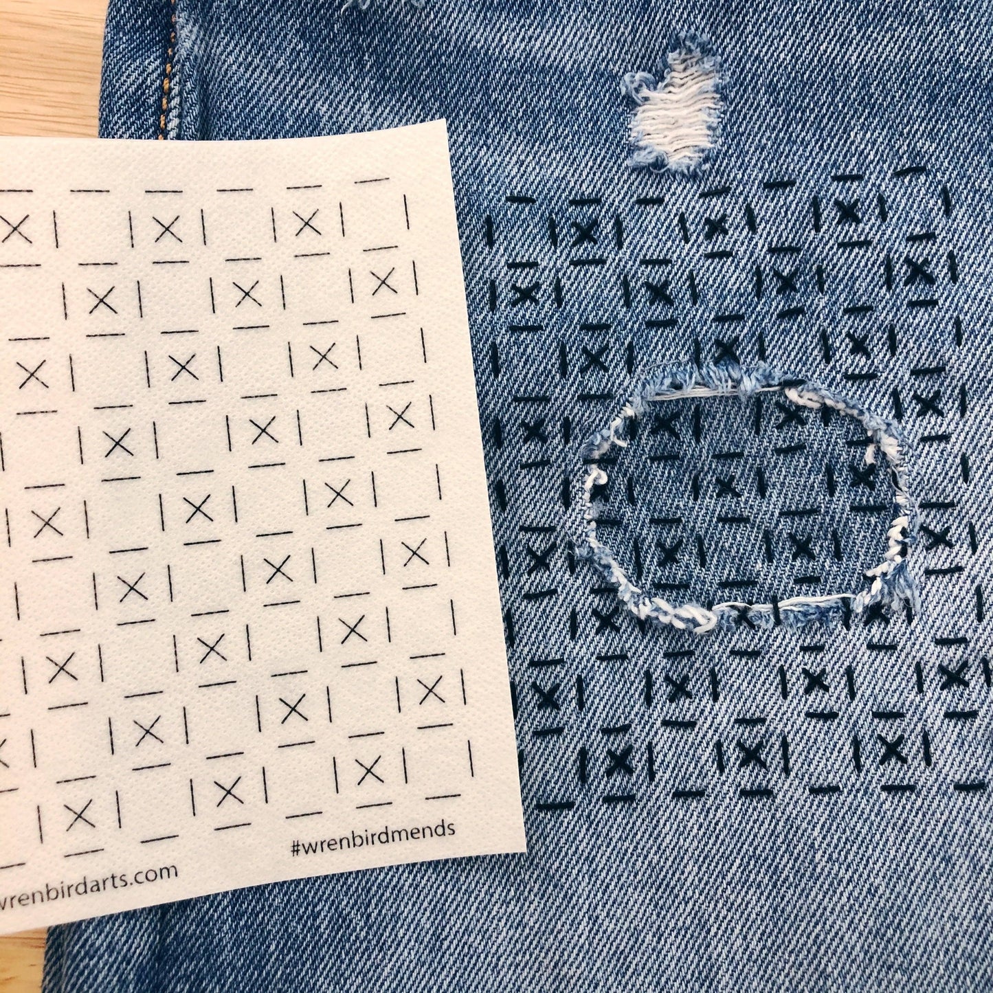 Wren Bird Arts - Washable Mending Transfers #4 Green Patterns