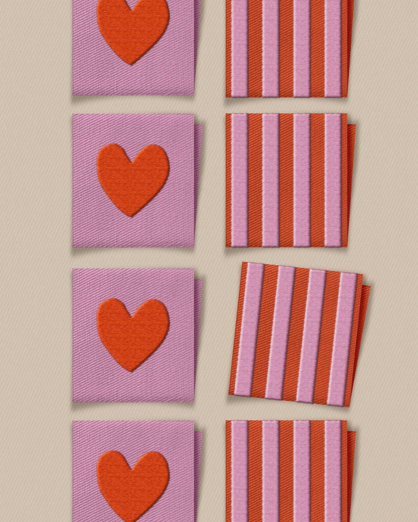 Red Heart and Stripe Square Garment Labels: Set of8