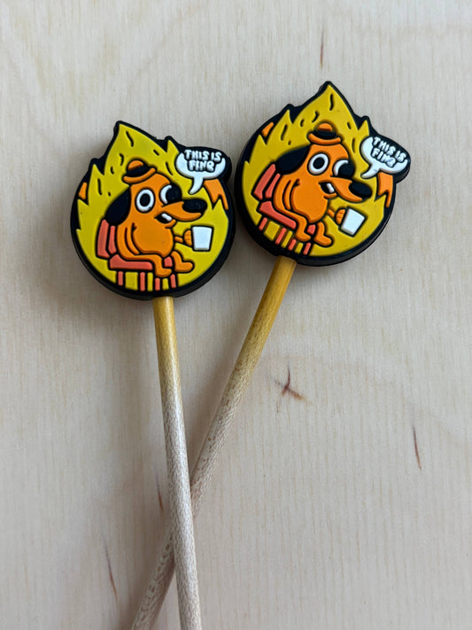 Comma Craft - This is fine meme Knitting Needle Point Protectors