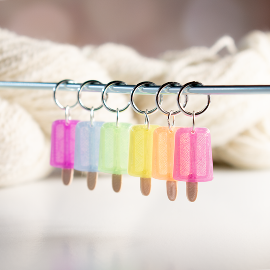 Set of 6 Stitch Markers : Ice Pops: Stitch markers - Blue Bird Makery