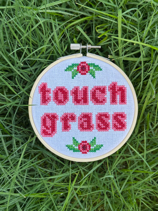 Touch Grass - Cross Stitch Kit - Gloomy Gremlin