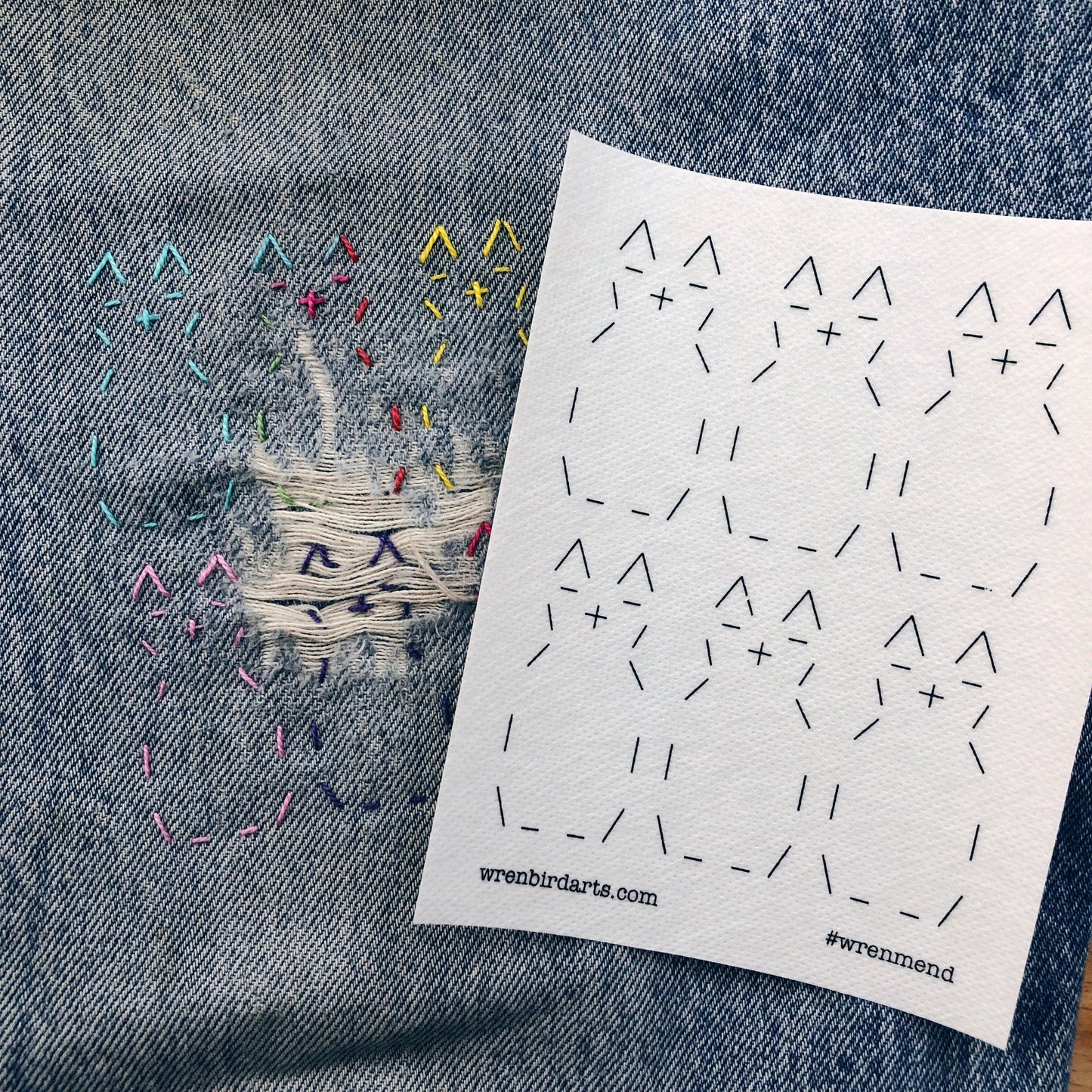 Wren Bird Arts - Washable Mending Transfers Set #6 Pink Cat Patterns