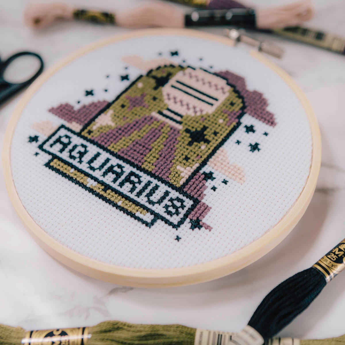 Innocent Bones 'Aquarius' Zodiac Star Sign Cross Stitch Kit