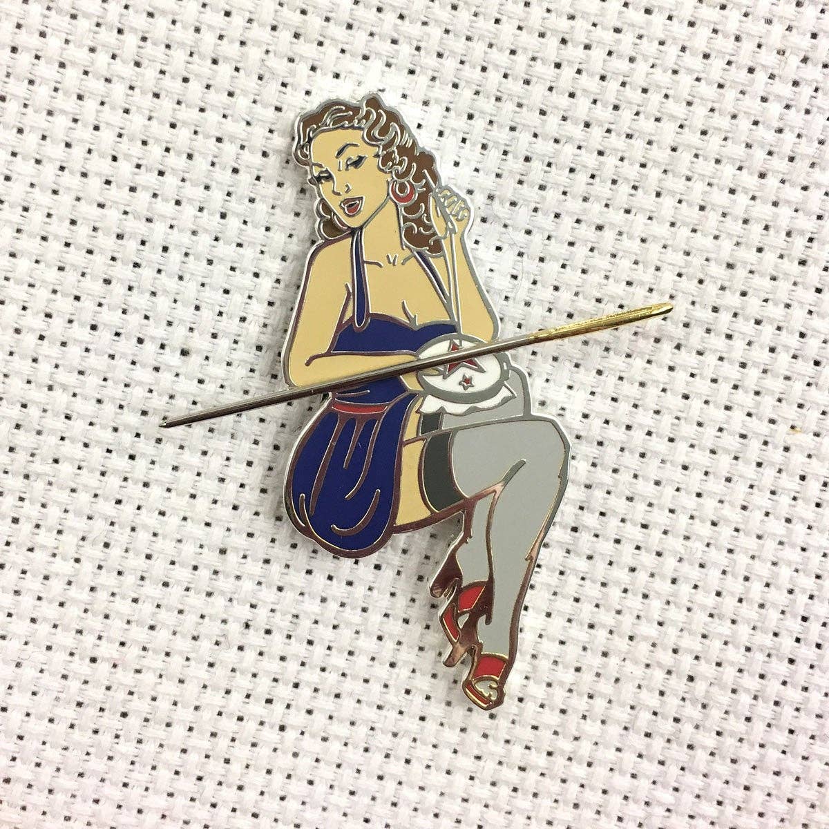 Snarky Crafter Stitching Vintage Pinup Needle Minder