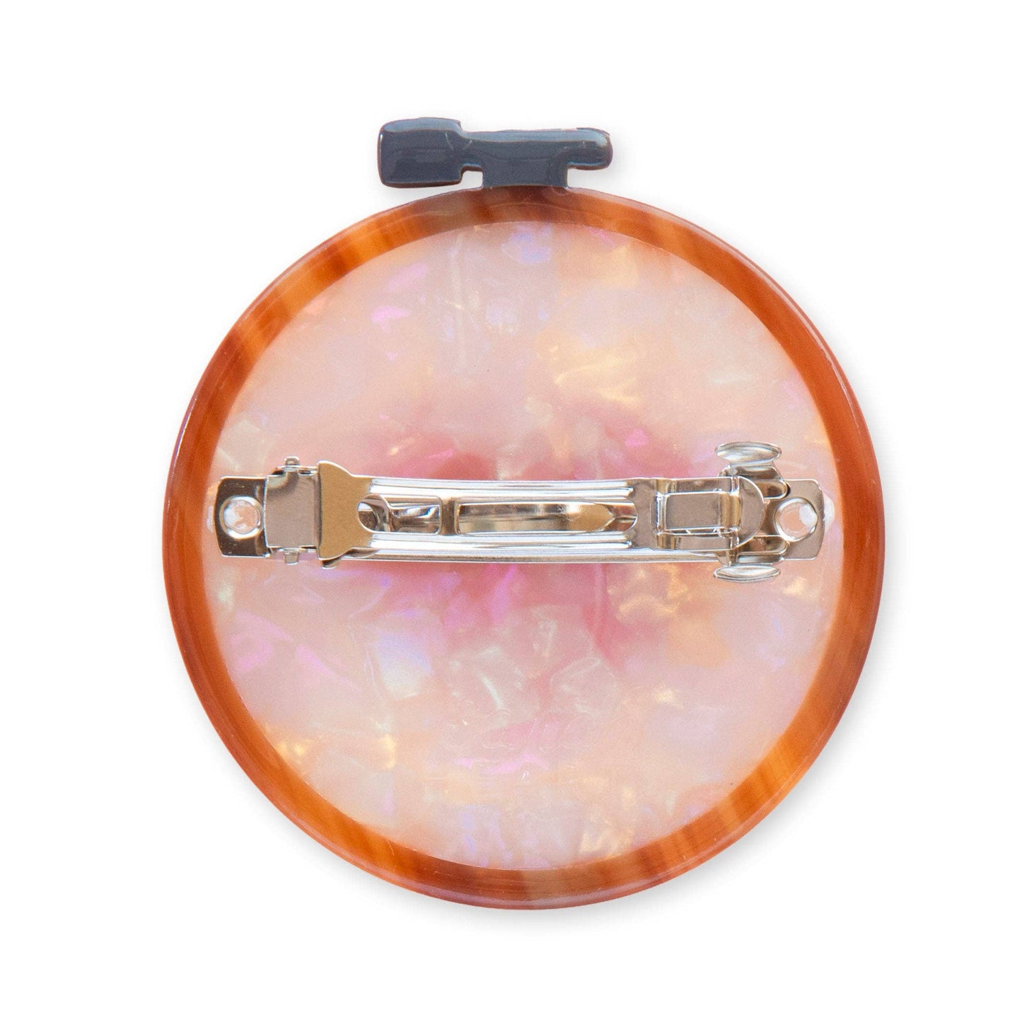 Sarah Hearts Cross Stitch Embroidery Hoop French Barrette Hair Clip