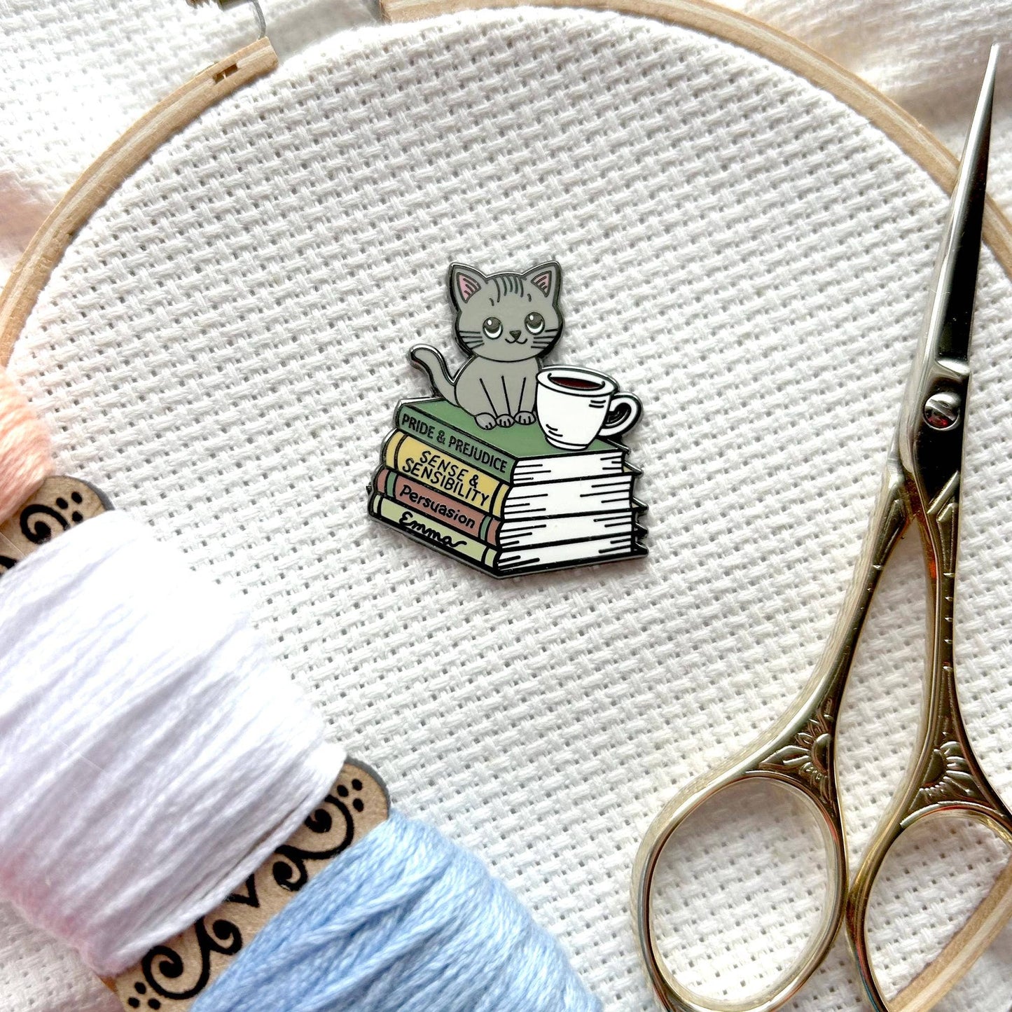 Snarky Crafter Cats, Coffee and Jane Austen: Emma, Sense & Sensibility, Pride and Prejudice, Persuasion Books Needle Minder