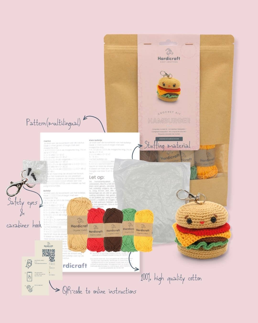 Hardicraft DIY Crochet Kit - Hamburger Bag Charm