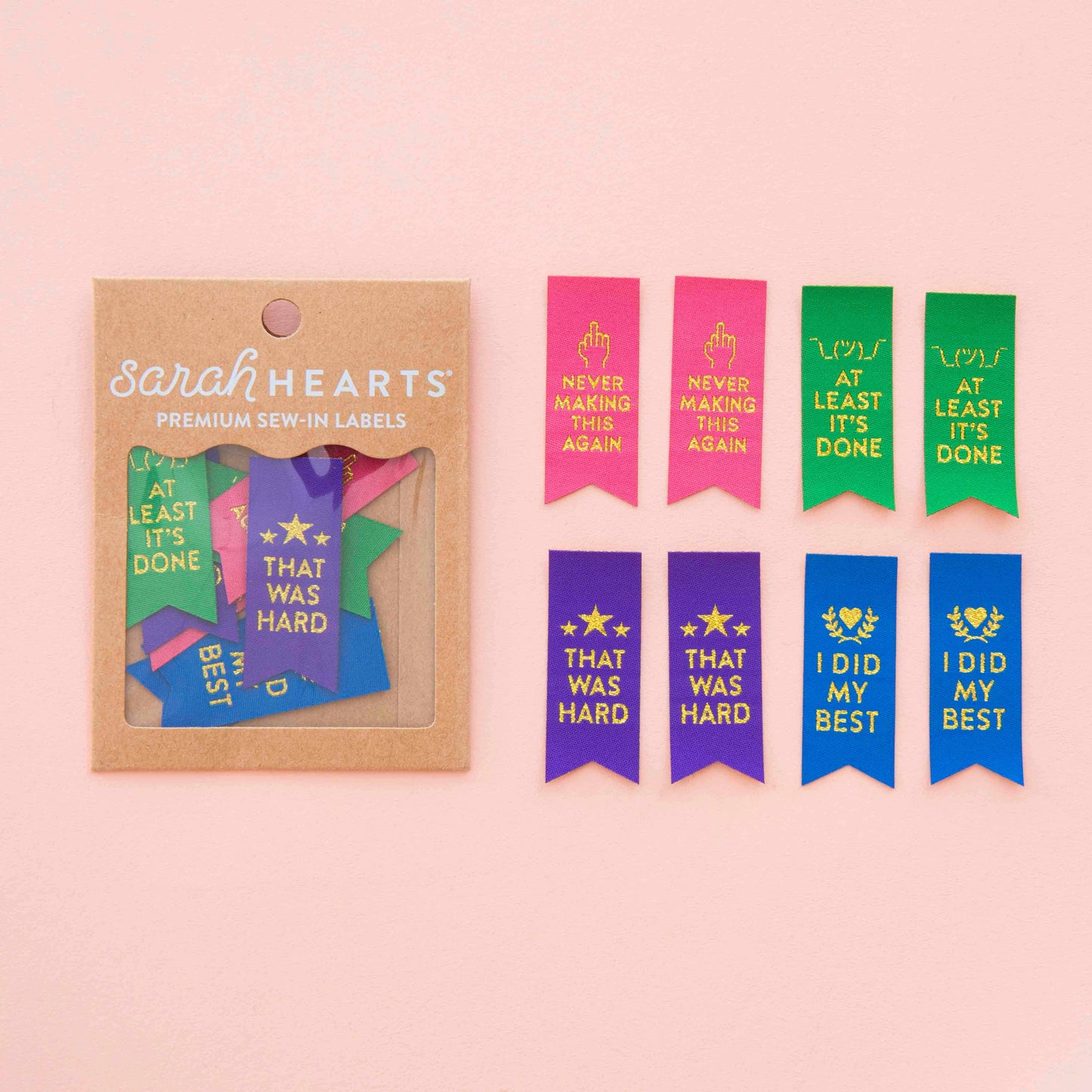 Sarah Hearts Sarcastic Award Ribbon Multipack Sewing and Quilting Labels