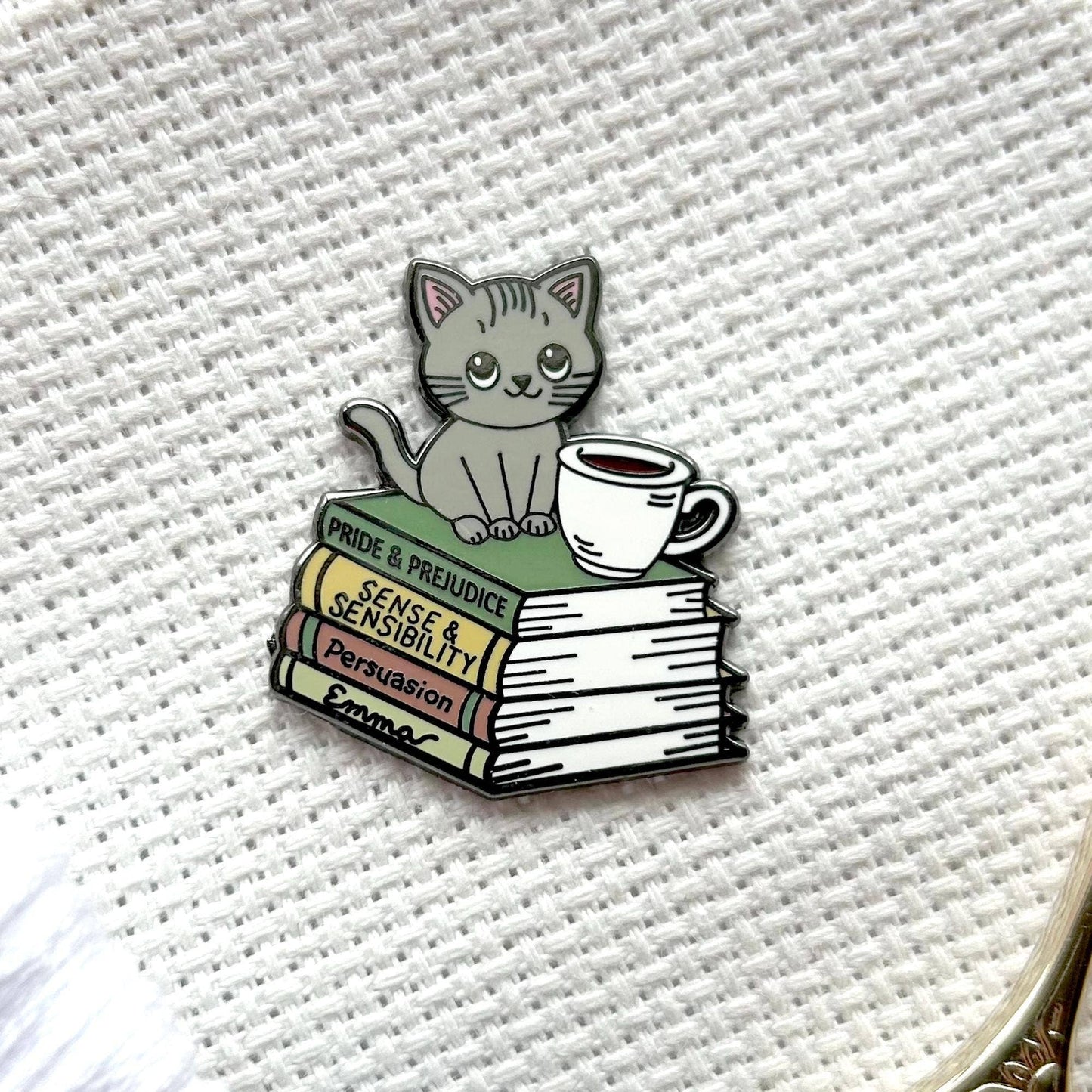 Snarky Crafter Cats, Coffee and Jane Austen: Emma, Sense & Sensibility, Pride and Prejudice, Persuasion Books Needle Minder