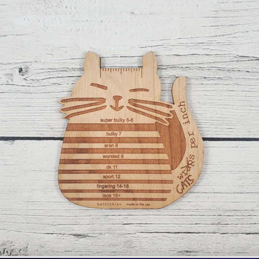 Katrinkles "Cats Per Inch" WPI Yarn Gauge Tool