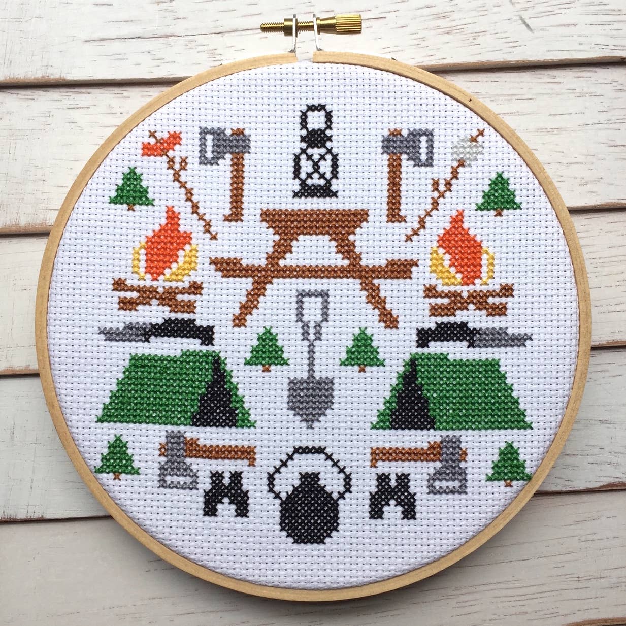 Spot Colors - Camping Sampler Cross Stitch Kit
