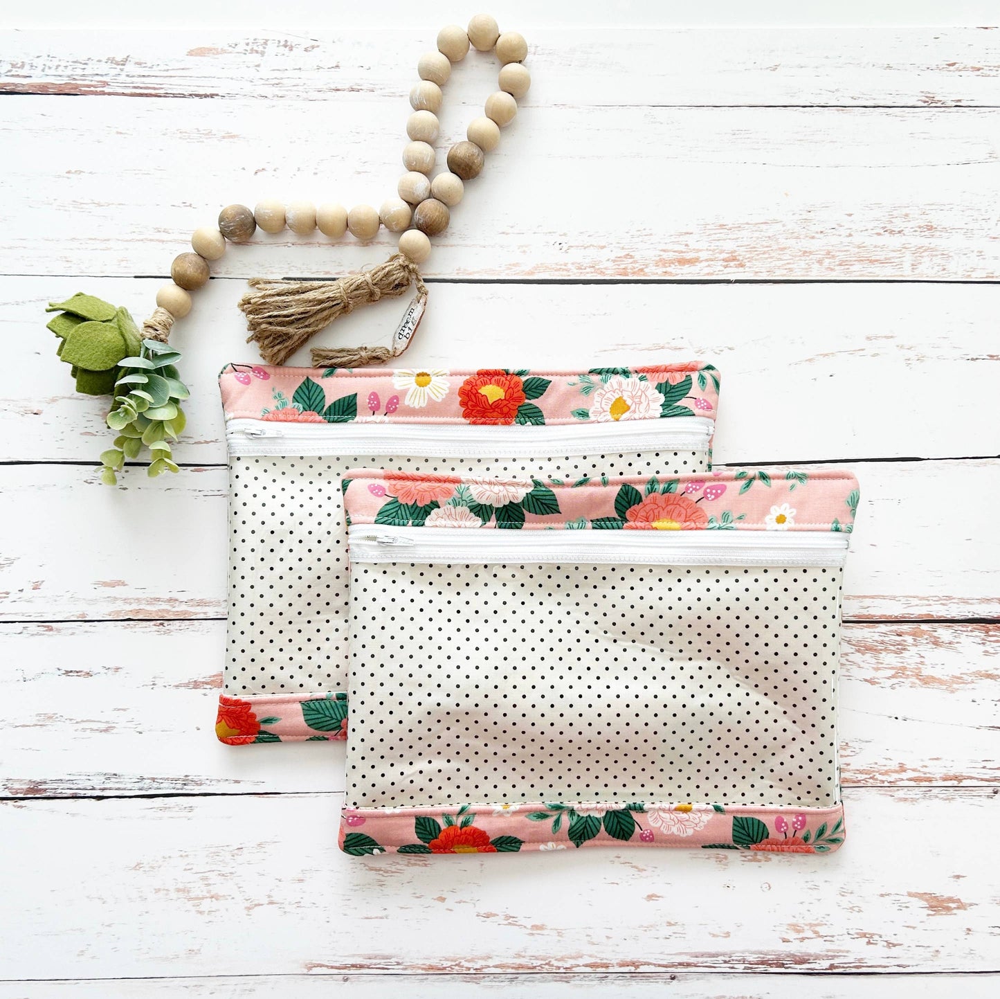 Mangham Made Embroidery Project Bag, Clear Zipper Bag