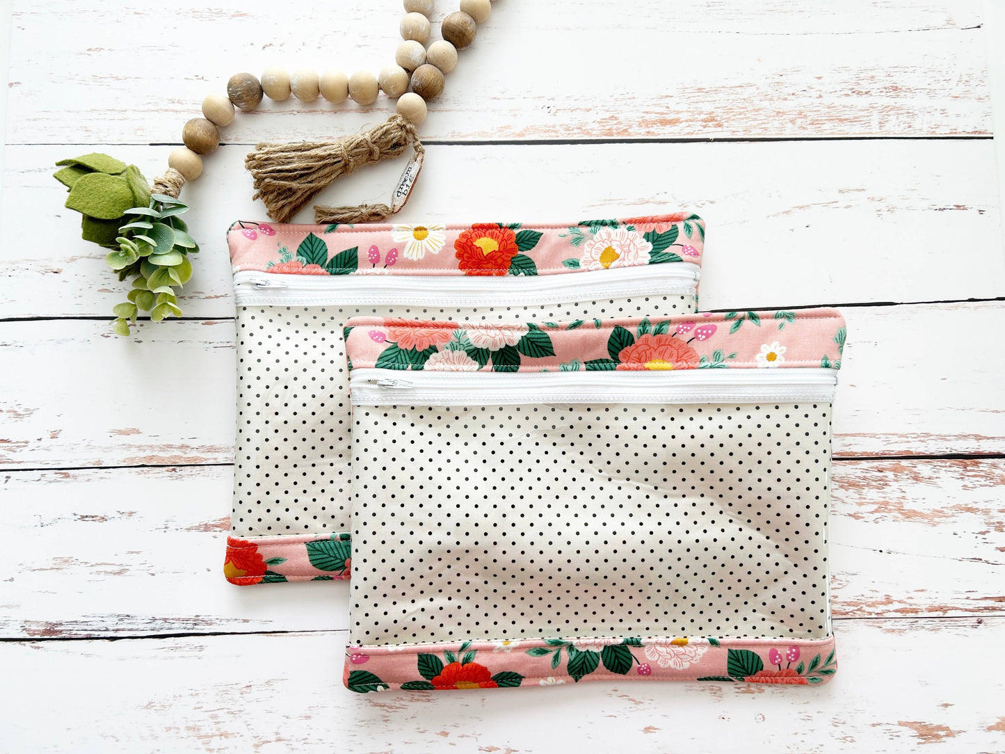 Mangham Made Embroidery Project Bag, Clear Zipper Bag
