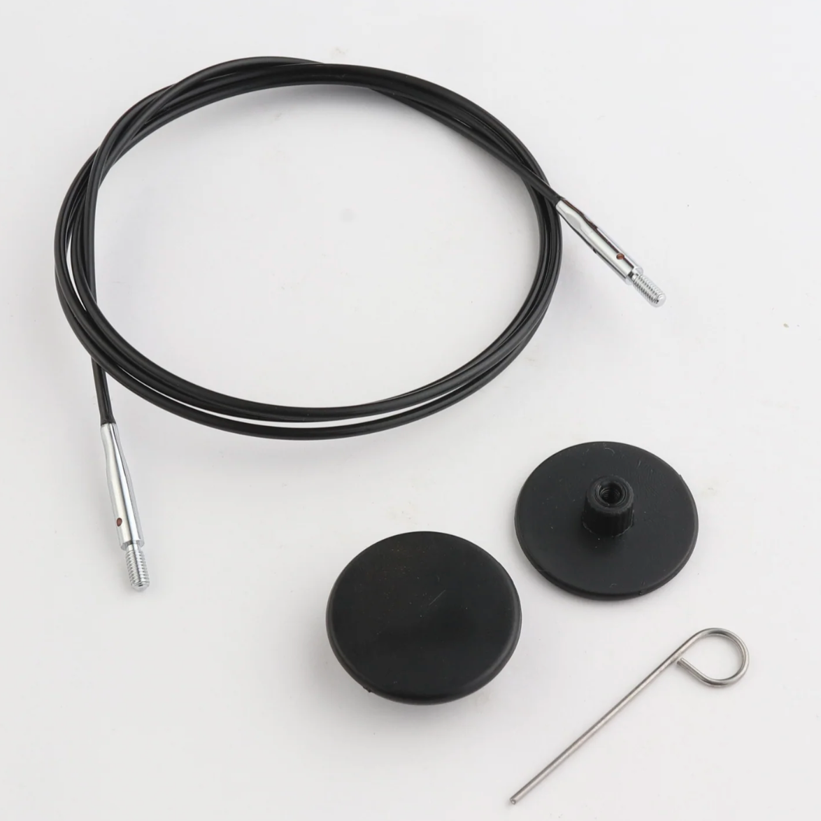 KnitPro - Swivel Cables - Black Nylon-Coated Stainless Steel Silver Connectors