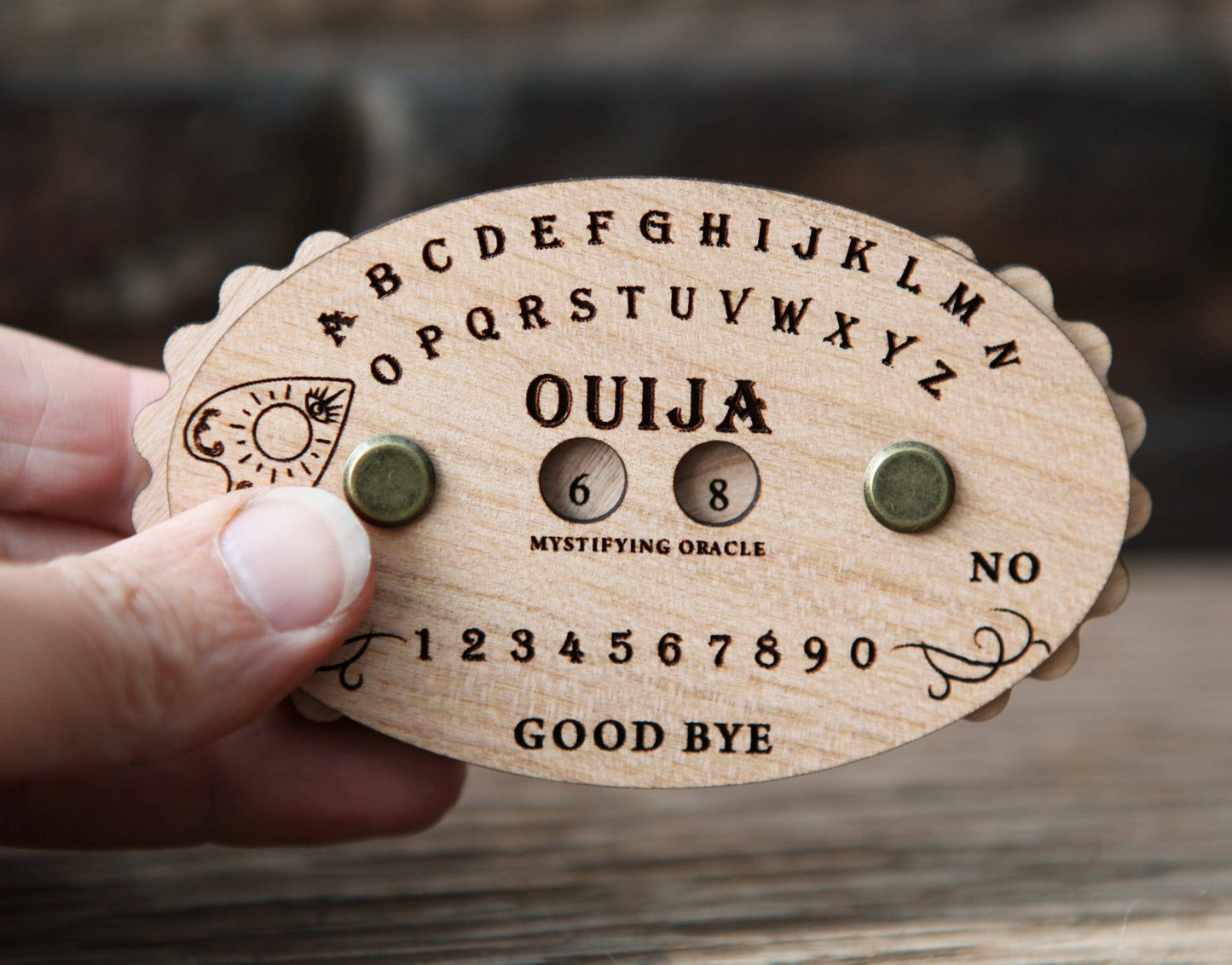 Sunrise Grove - Wooden Ouija Board Style Knitting Row Counter with Dials: Cherry