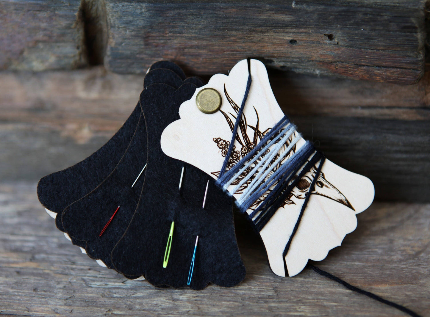 Sunrise Grove - Raven Skull Needle Keep Minder for Sewing & Needle Crafts