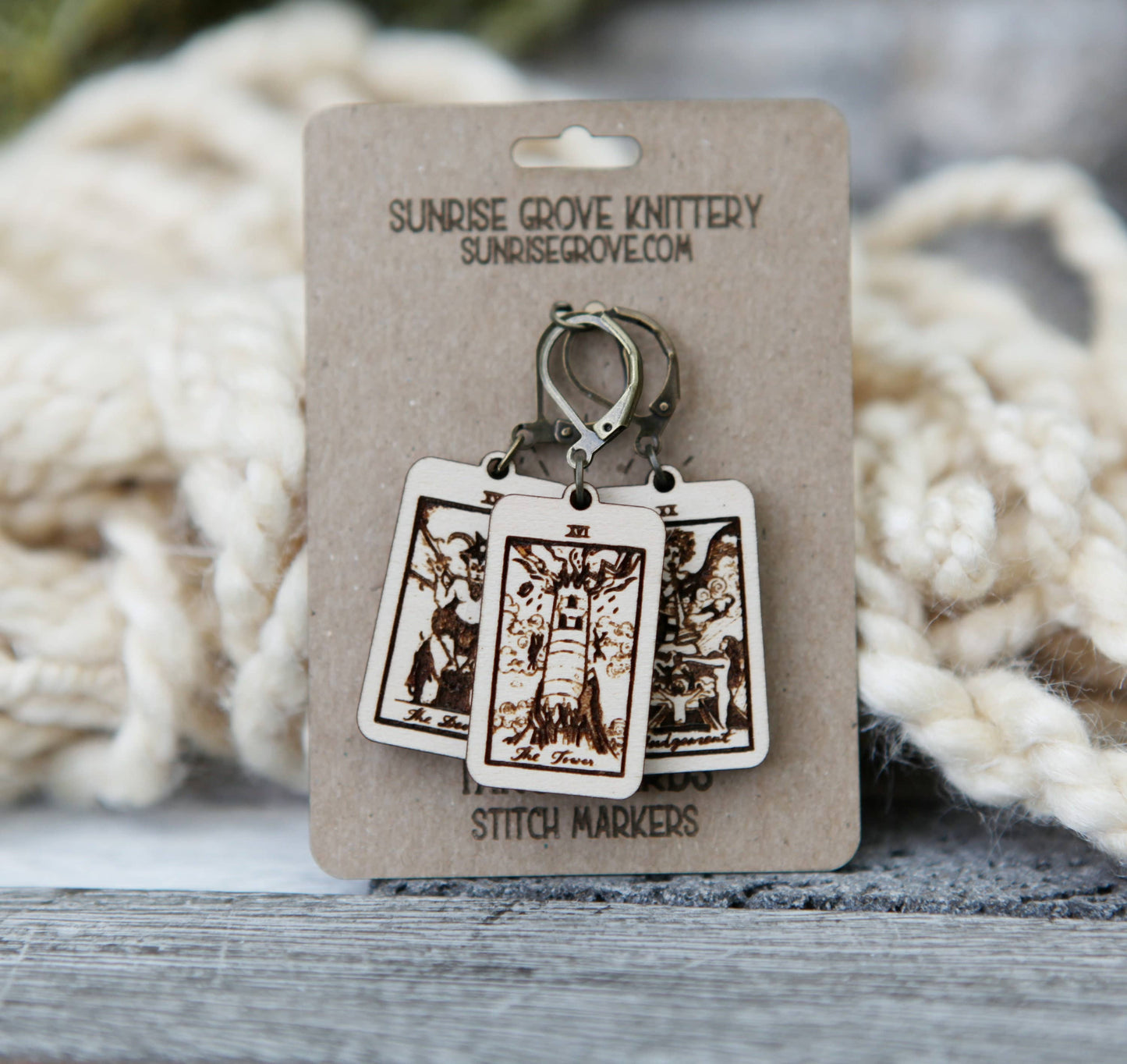 Sunrise Grove - Tarot Knitting Progress Keepers & Stitch Markers Set of 3