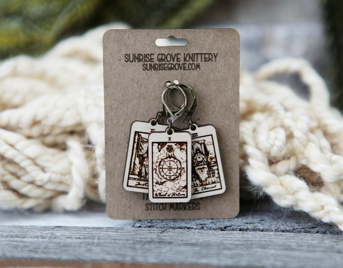 Sunrise Grove - Tarot Knitting Progress Keepers & Stitch Markers Set of 3