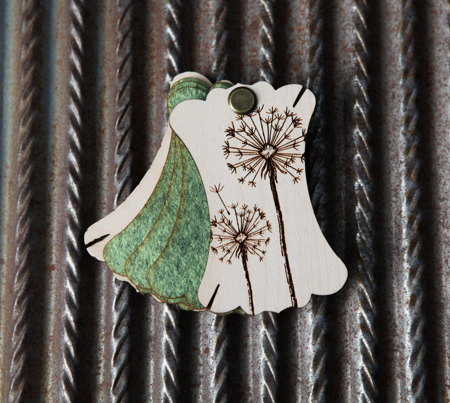 Sunrise Grove - Wood & Felt Dandelion Needle Minder for Sewing & Embroidery: Enchanted Forest