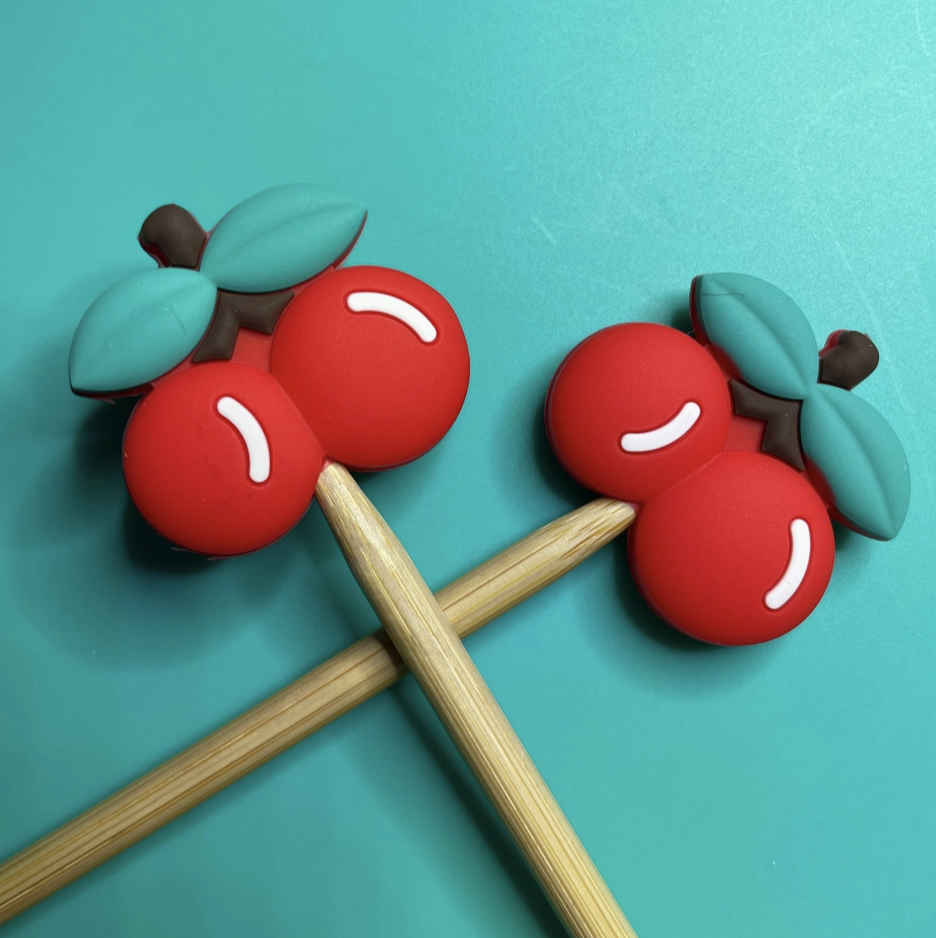 Comma Craft Cute Fruit Cherries - Knitting Needle Point Protectors